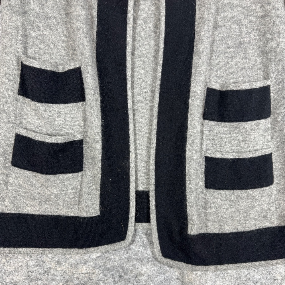 Neiman Marcus Gray Black Cashmere Cardigan Open Front Quiet Luxury Minimalist M - Picture 5 of 14